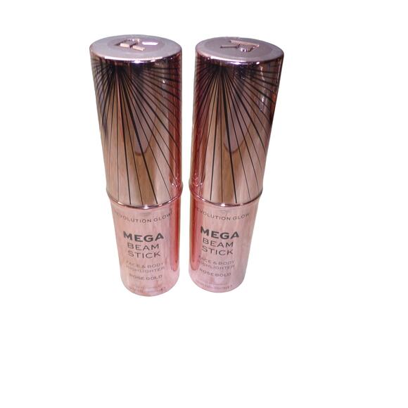 (2) Revolution of London Glow Mega Beam Stick  Face & Body Highlighter Rose Gold - Picture 2 of 3